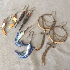 4 pair or unusual earrings